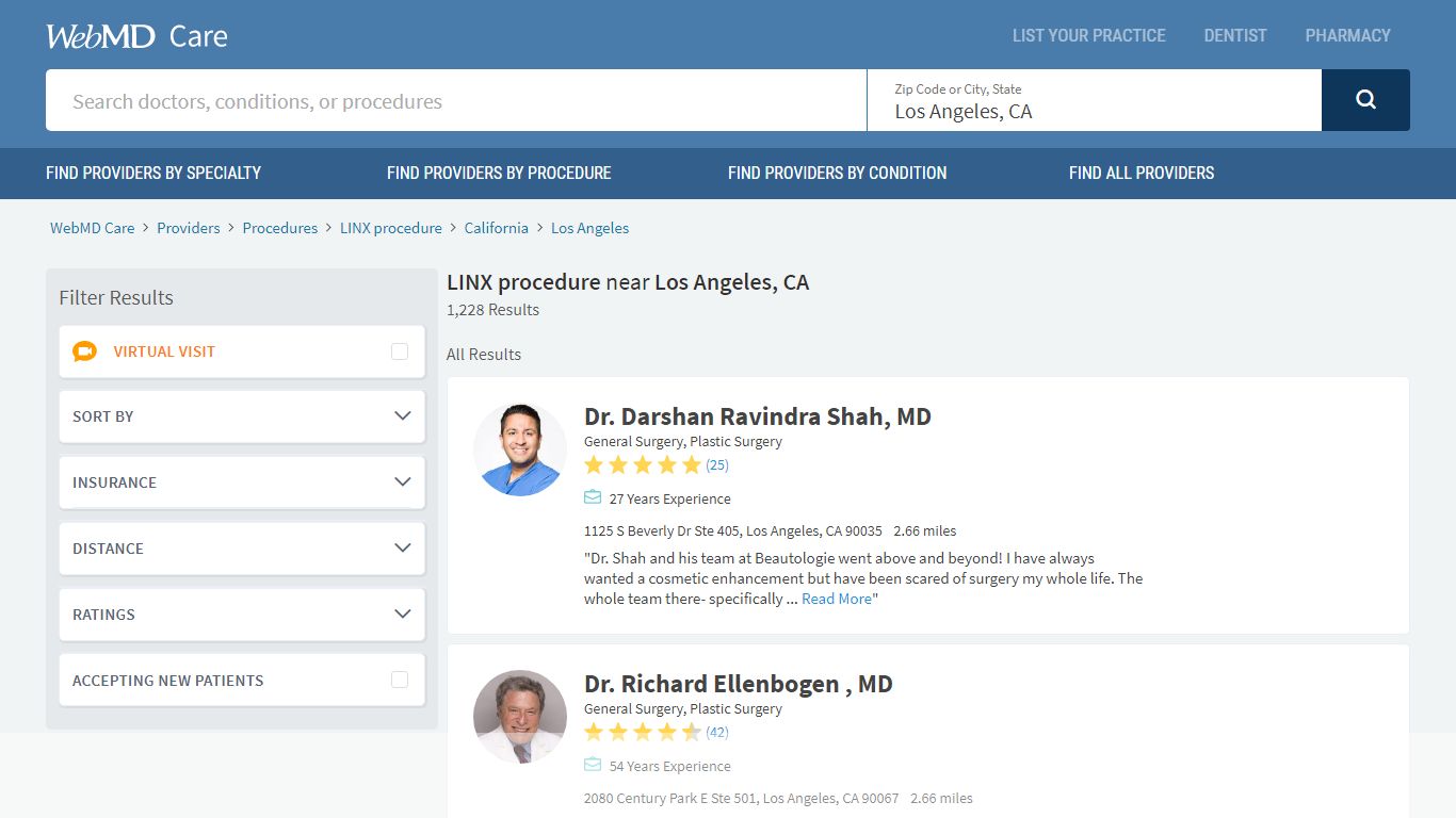 LINX procedure near Los Angeles, CA | WebMD Physician Directory