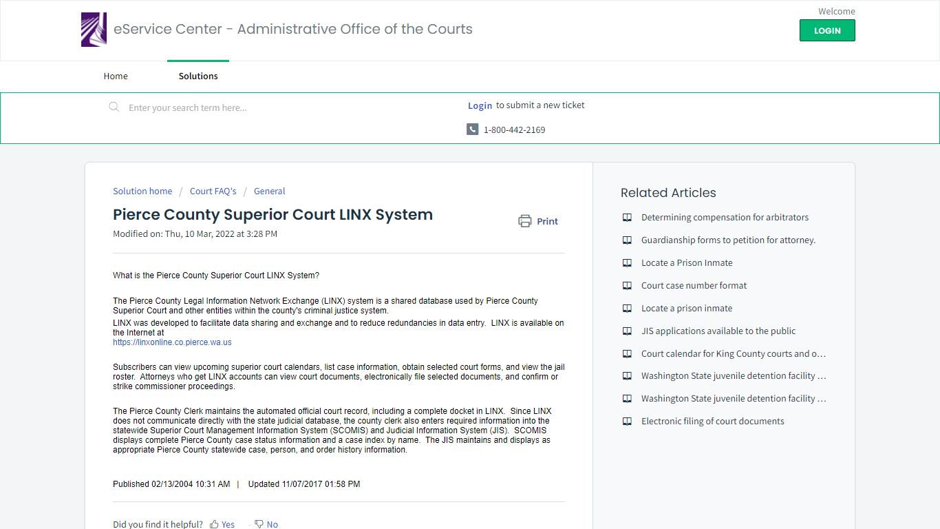 Pierce County Superior Court LINX System : eService Center ...